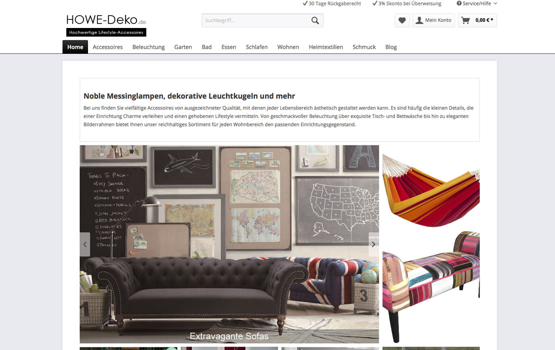 HOWE-Deko in Hagen - Shopware Onlineshop im Responsive Design